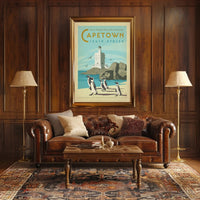 Cape Town Lighthouse and Penguins Travel Poster PosterGoat