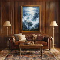 Misty Mountain Tranquility: East Asian Artistic Poster