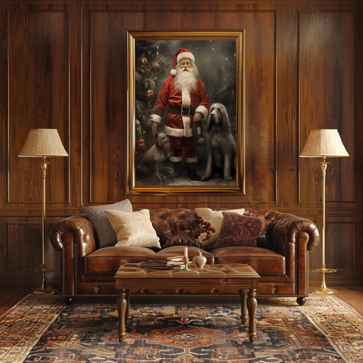 Santa Claus And His Canine Companions Poster
