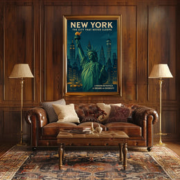 New York City Downtown Skyline Poster Modern Wall Art