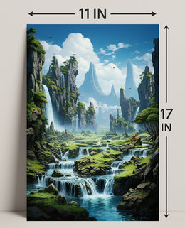 Serene Waterfall Landscape Poster