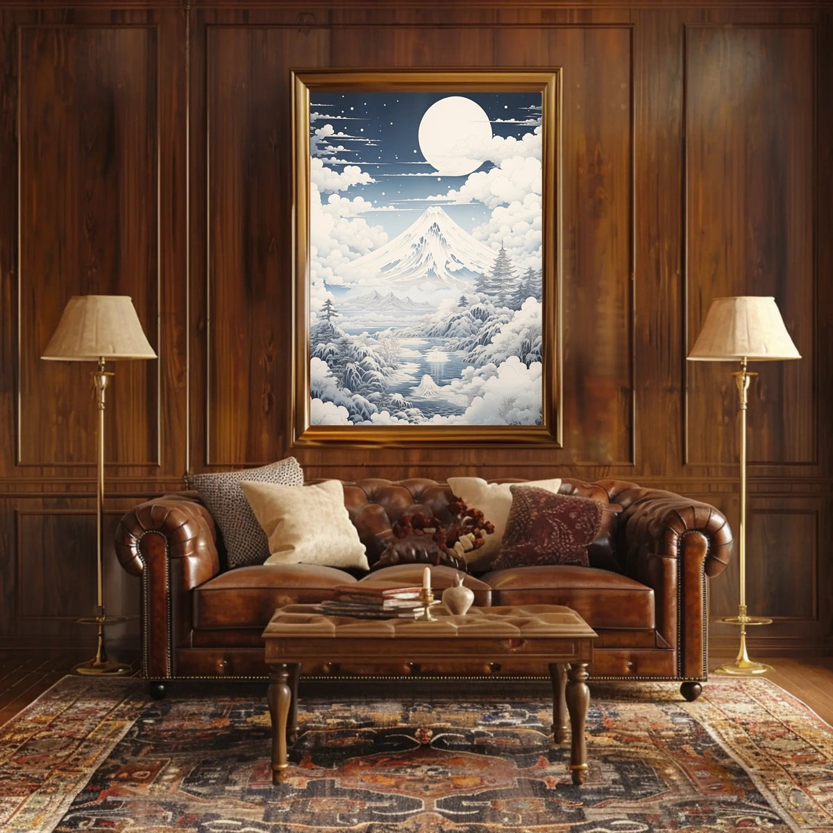 Serene Mount Fuji Nightscape Cultural or Heritage Poster