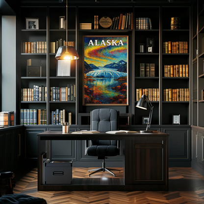 Alaska Glacier Sunset Mountain View Travel Poster