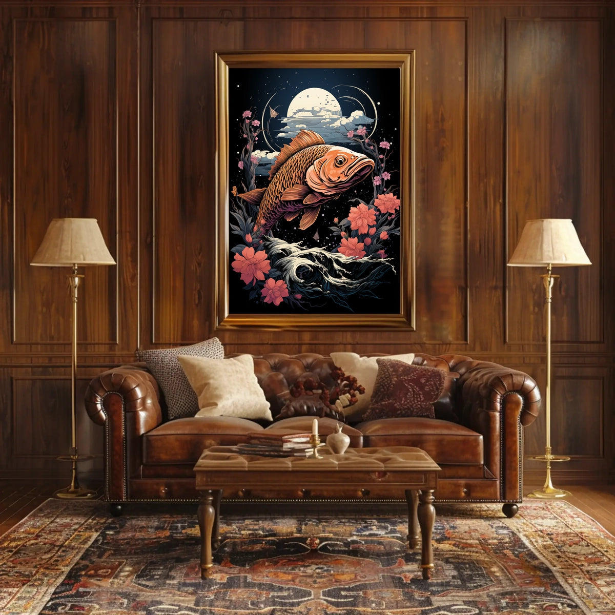 Mystical Fish Under Moonlit Night Poster