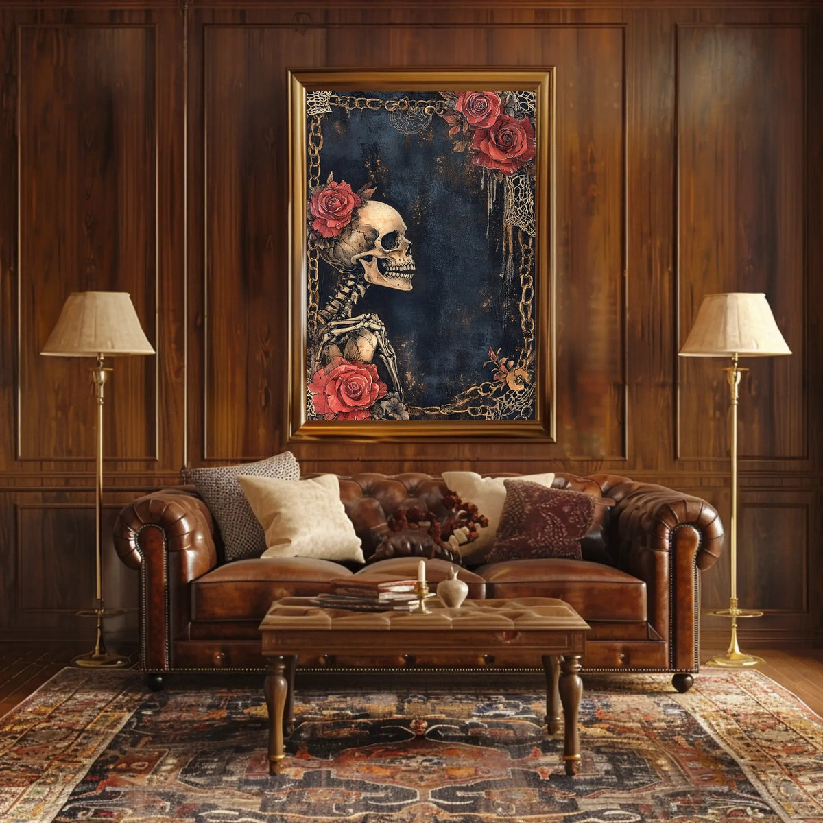 Gothic Skeleton Roses Artistic Poster