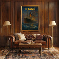 Titanic Voyage Vintage Historical Illustrated Poster