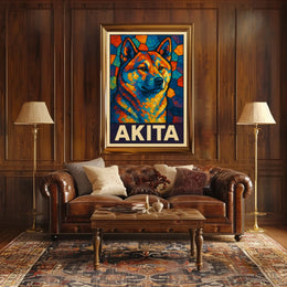 Akita Mosaic Art Poster