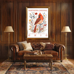 Northern Cardinal Ohio State Bird Art Poster