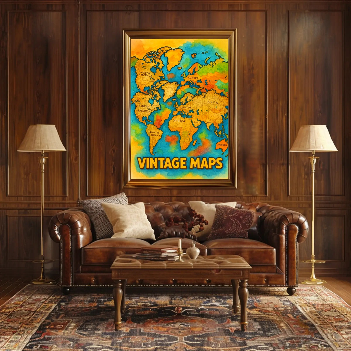 Vintage World Map Art Print Adventure Travel Poster