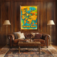 Vintage World Map Art Print Adventure Travel Poster