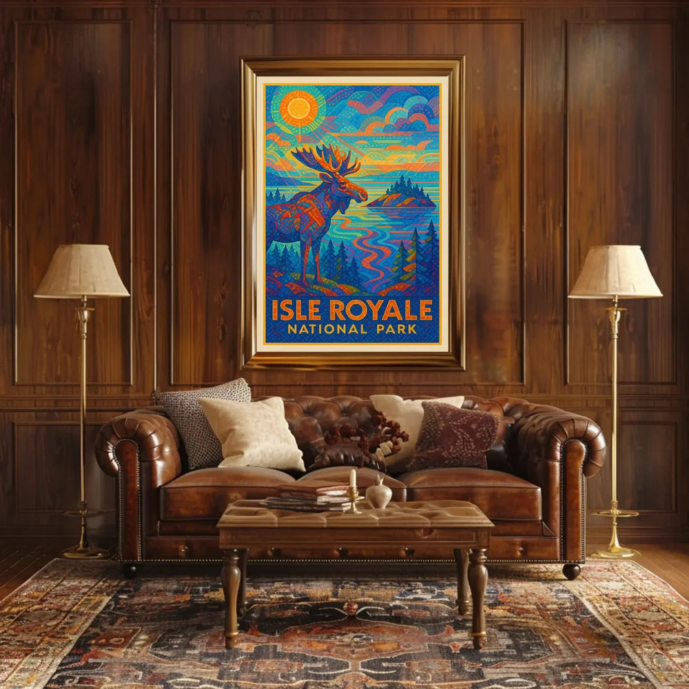 Isle Royale National Park Moose Wildlife Scenic Poster