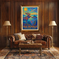 Isle Royale National Park Moose Wildlife Scenic Poster