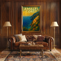 Amalfi Coast Poster Wall Art for Coastal Decor and Travel