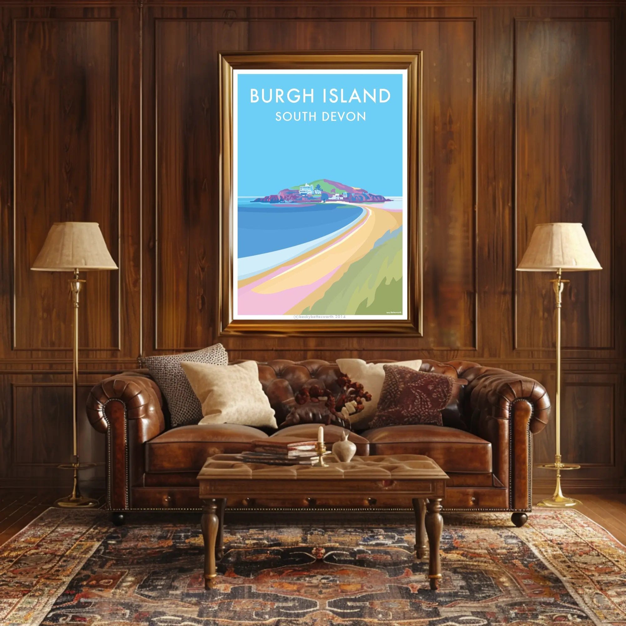Burgh Island Vibrant Coastal Scene Travel Poster PosterGoat