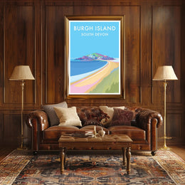 Burgh Island Vibrant Coastal Scene Travel Poster PosterGoat