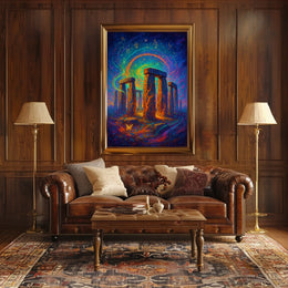 Stonehenge Cosmic Night Surreal Fantasy Art Poster