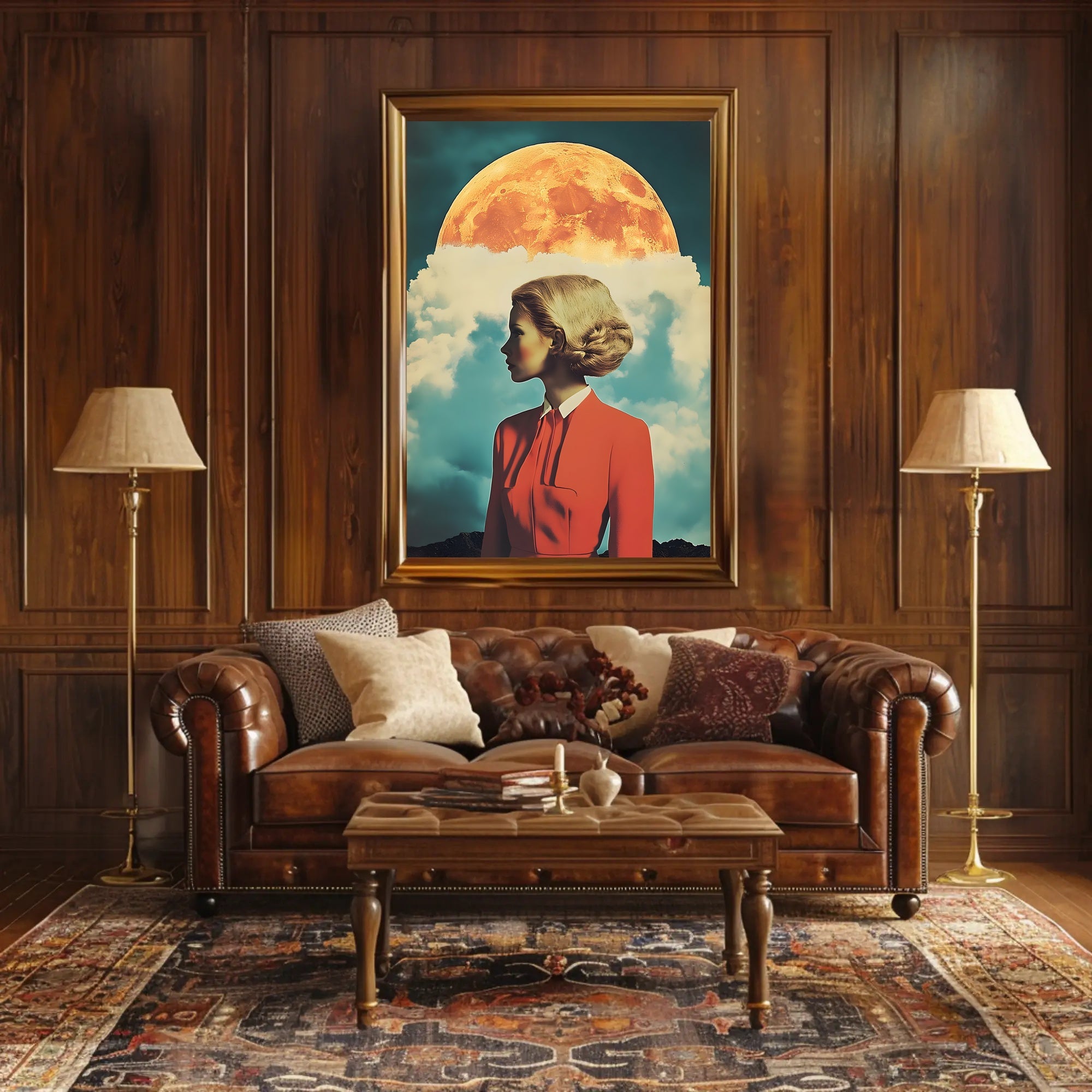 Lunar Portrait Poster Surreal Moon Wall Art Print