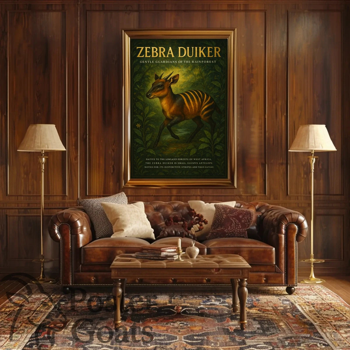 Zebra Duiker Rainforest Illustration Animal Poster