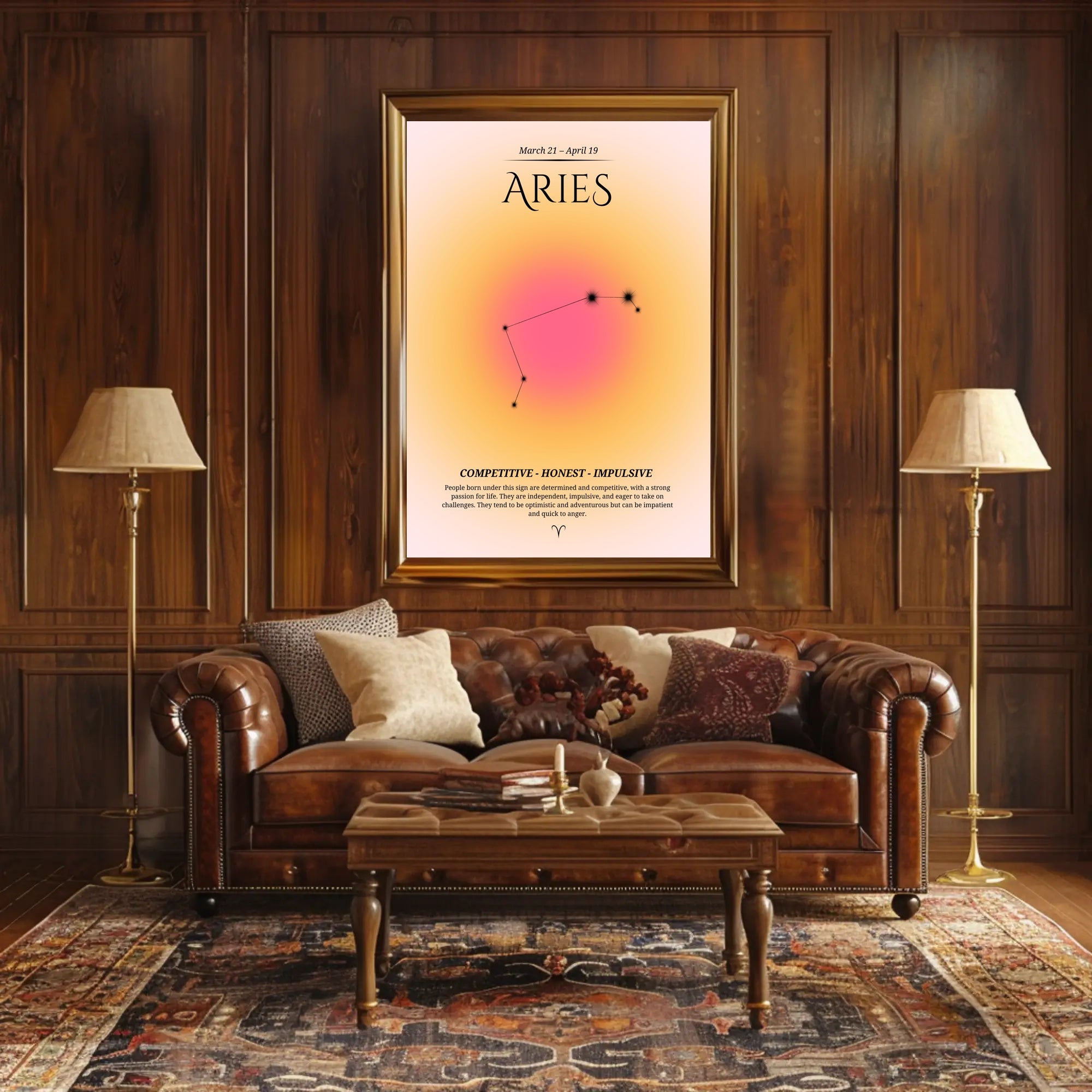 Aries Zodiac Celestial Constellation Artwork Poster PosterGoat