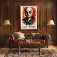 Truman Watercolor Art Historic Presidential Poster