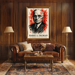 Truman Watercolor Art Historic Presidential Poster