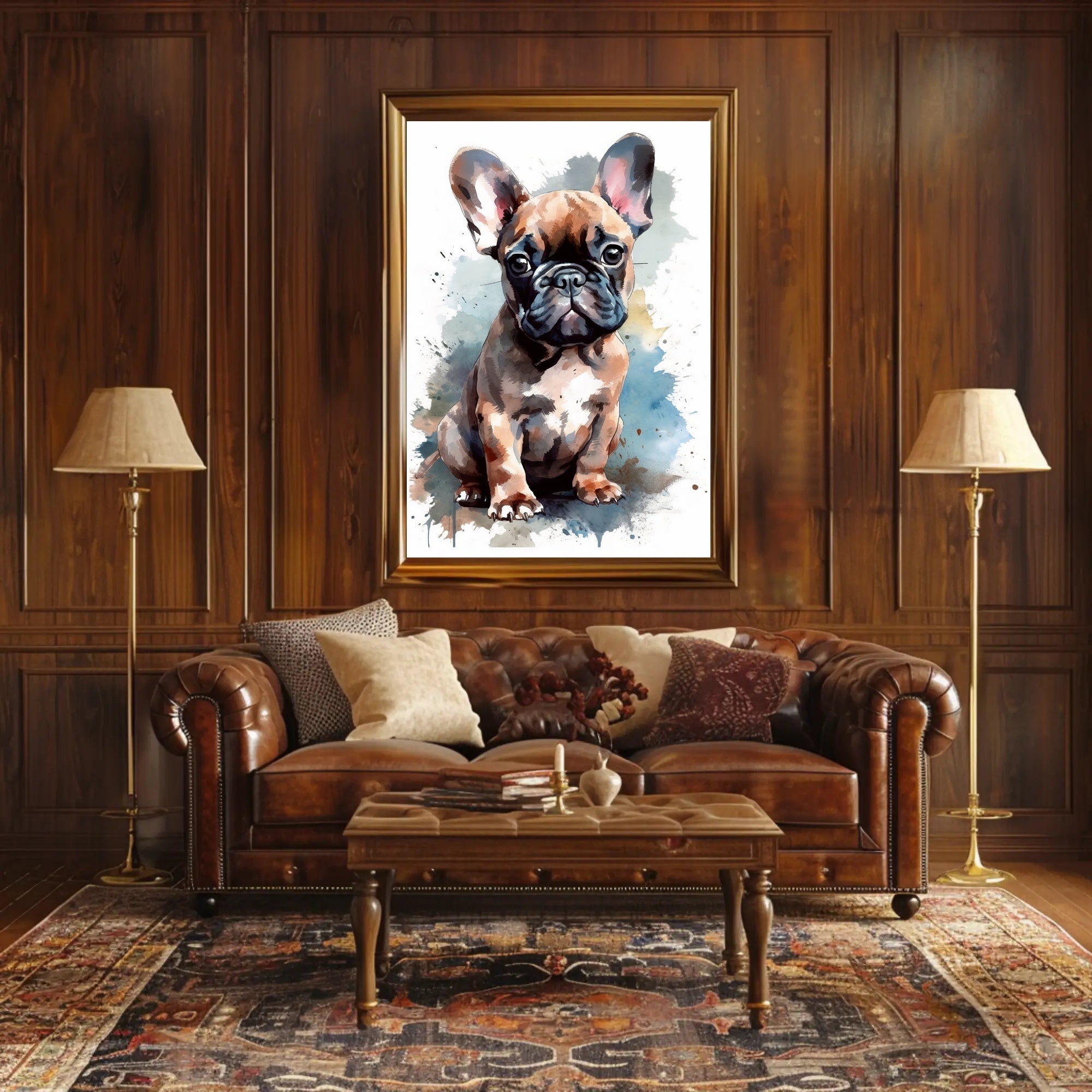 French Bulldog Watercolor Poster Wall Art