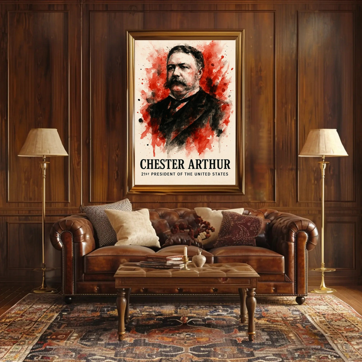 Chester Arthur Watercolor Portrait Historical-Presidential Poster