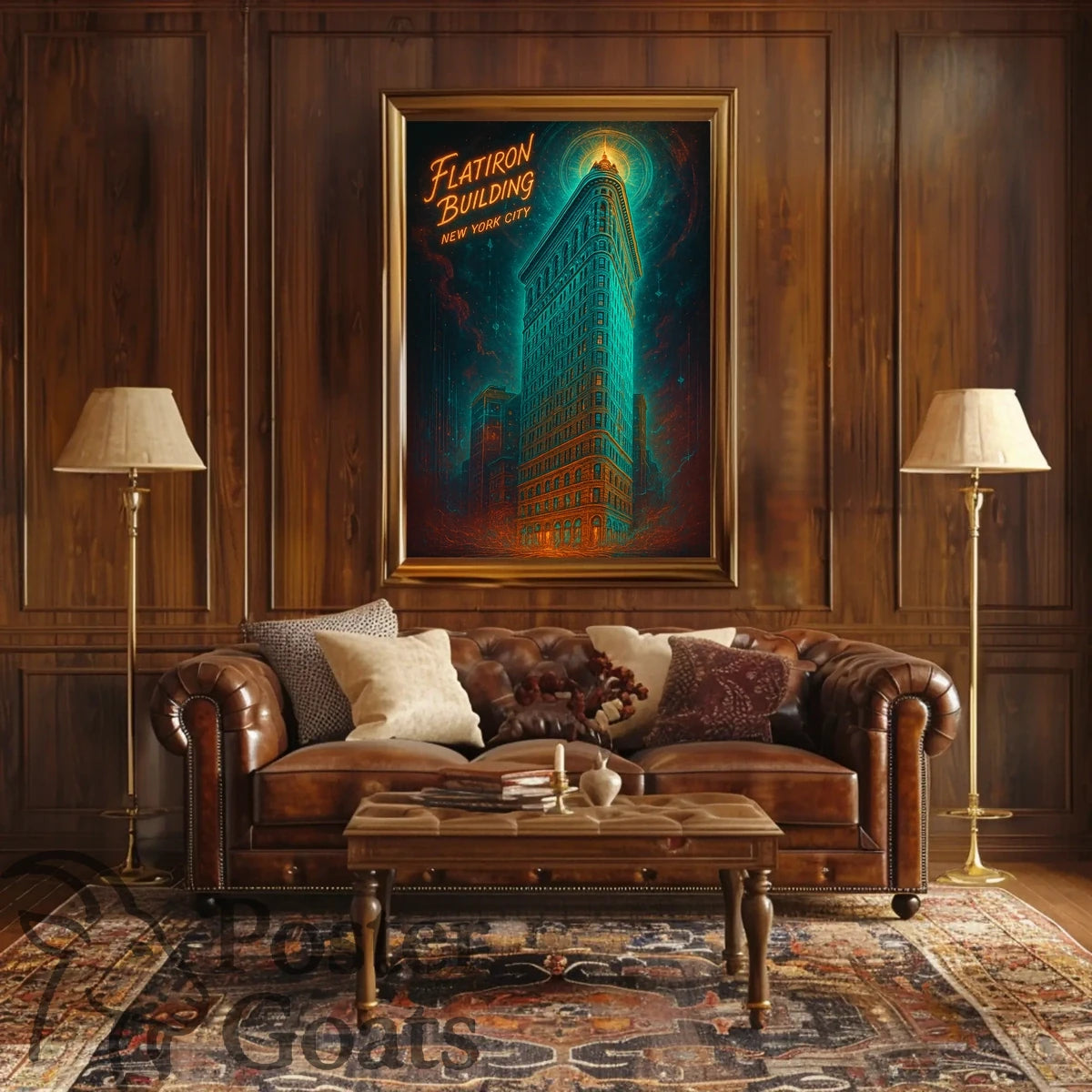 Flatiron Building New York: Surreal Neon Urban Cityscape Poster