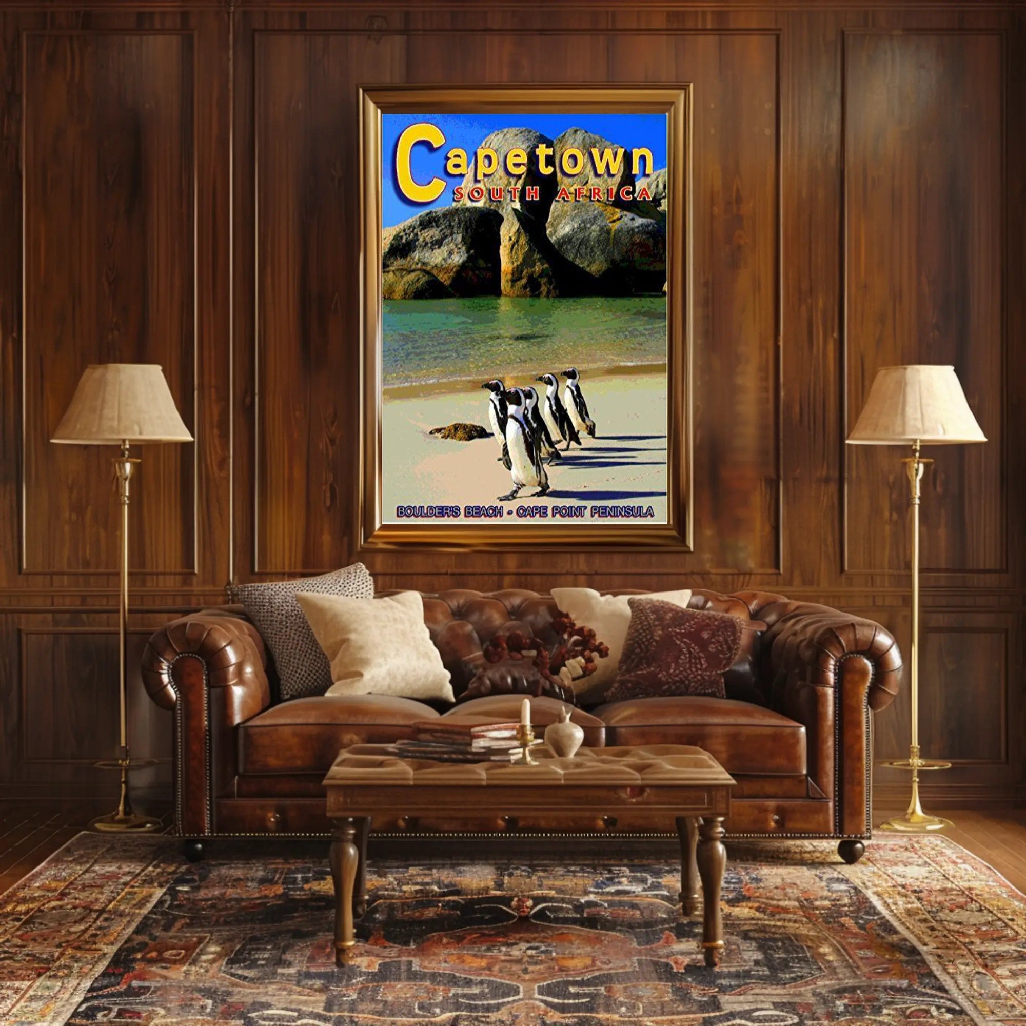 Boulder's Beach Penguins Travel Poster PosterGoat