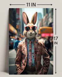 Stylish Rabbit In The City Poster