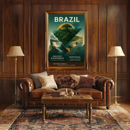 Brazil's Iconic Landscapes Vintage Art Poster