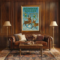 Reindeer Soccer Festive Fantasy Art Poster