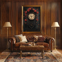Vintage Wall Clock with Roses Artistic Poster