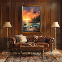 Tropical Sunset Serenity on Beach Travel Poster