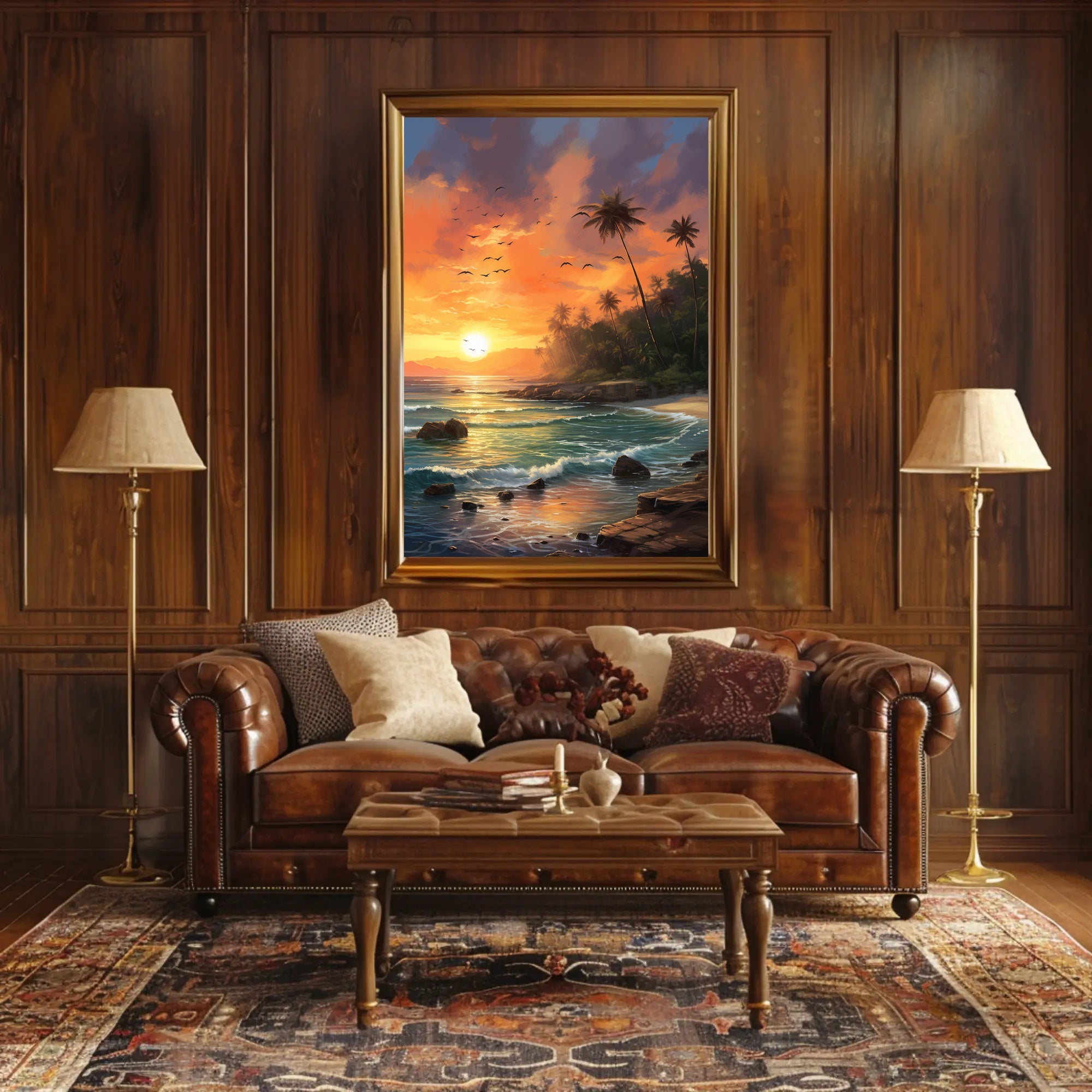 Tropical Sunset Serenity on Beach Travel Poster