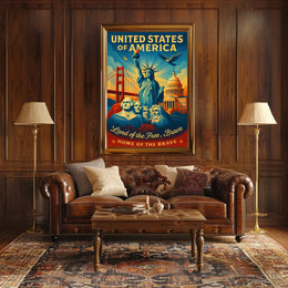 United States of America Land of the Free Poster PosterGoat