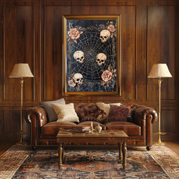 Dark Gothic Spider and Skulls Artistry - Artistic Poster