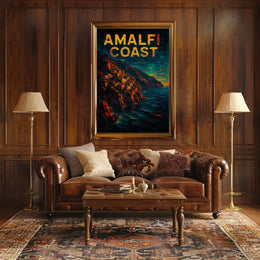 Amalfi Coast Poster Wall Art Coastal Scenery Print Deluxe