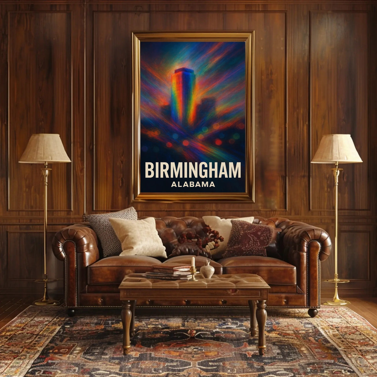 Birmingham Skyline Vibrant Vision Digital Painting Urban Cityscape Travel Inspired Decor Poster