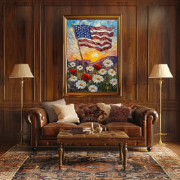 Windswept American Flag Wall Art Print 18x24 Poster