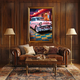 Retro Vibes Classic Car In A Vintage Poster