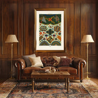 Japanese Pattern Harmony: Vibrant Geometrical and Floral Tapestry Poster