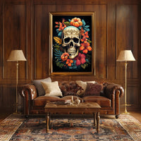 Skull and Floral Composition: Abstract or Artistic Poster