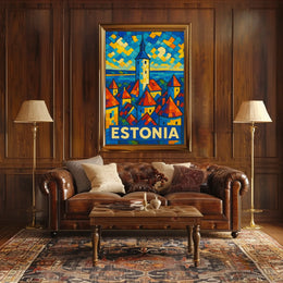 Estonia Mosaic Art Poster