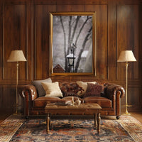 Winter Bird on Snow-Covered Lantern: Animal Poster