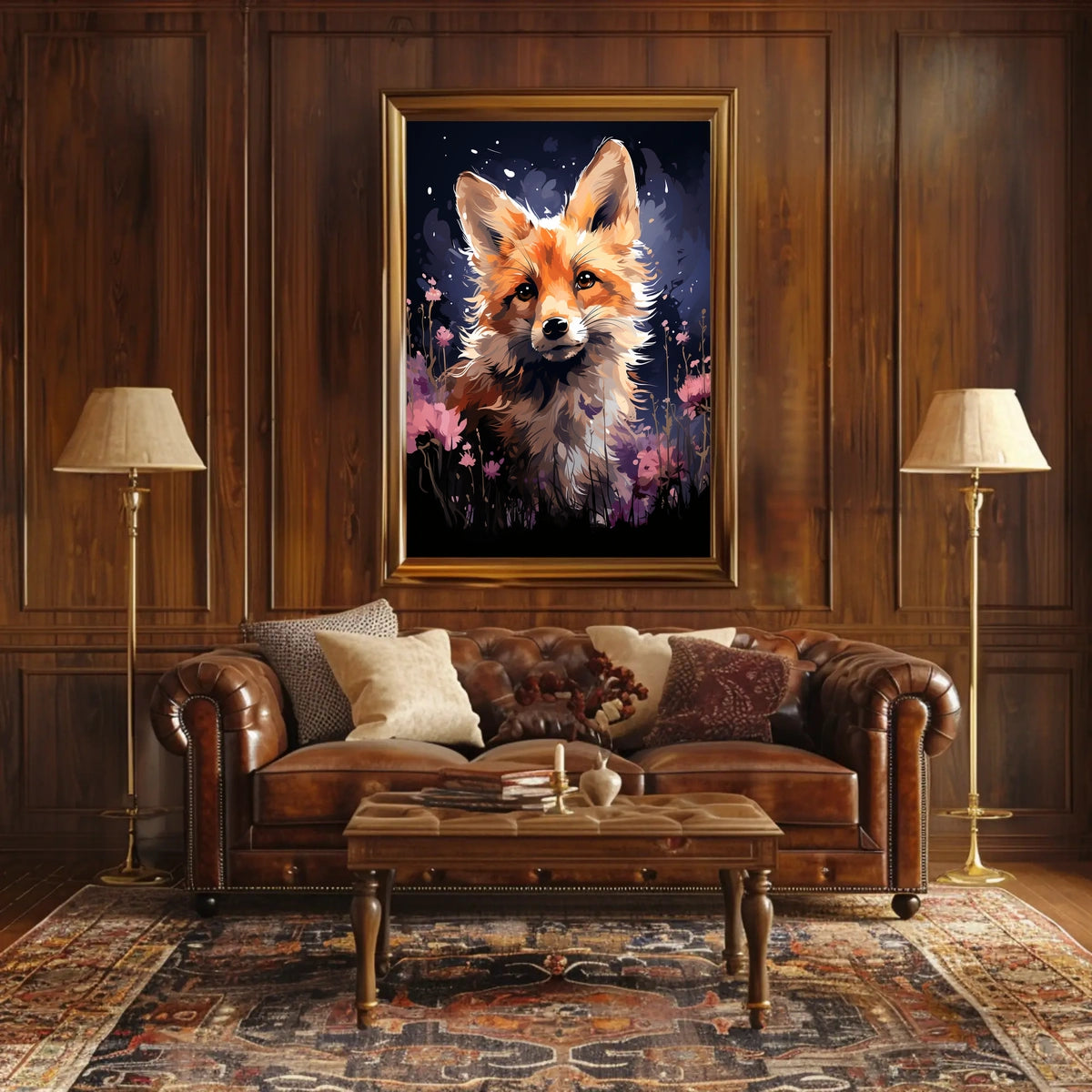 Enchanting Fox in Floral Fantasy Art Poster