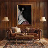 Elegant Portrait of Woman with Rose in Heritage Poster PosterGoat