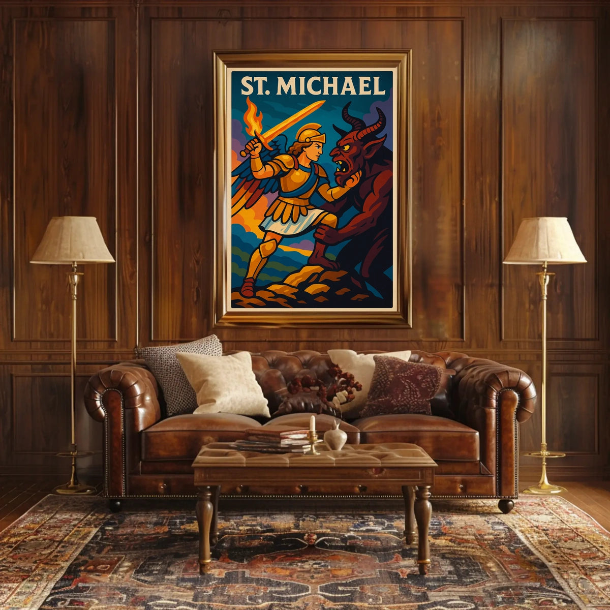 Saint Michael Archangel Wall Art Poster For Catholic Decor Sacred Guardian Artwork