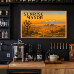 Sunrise Manor Scenic Illustration Poster