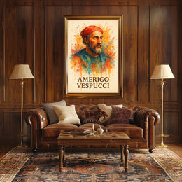 Amerigo Vespucci Watercolor Portrait Poster Art